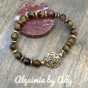 8mm tiger's eye beaded bracelet handmade bohemian